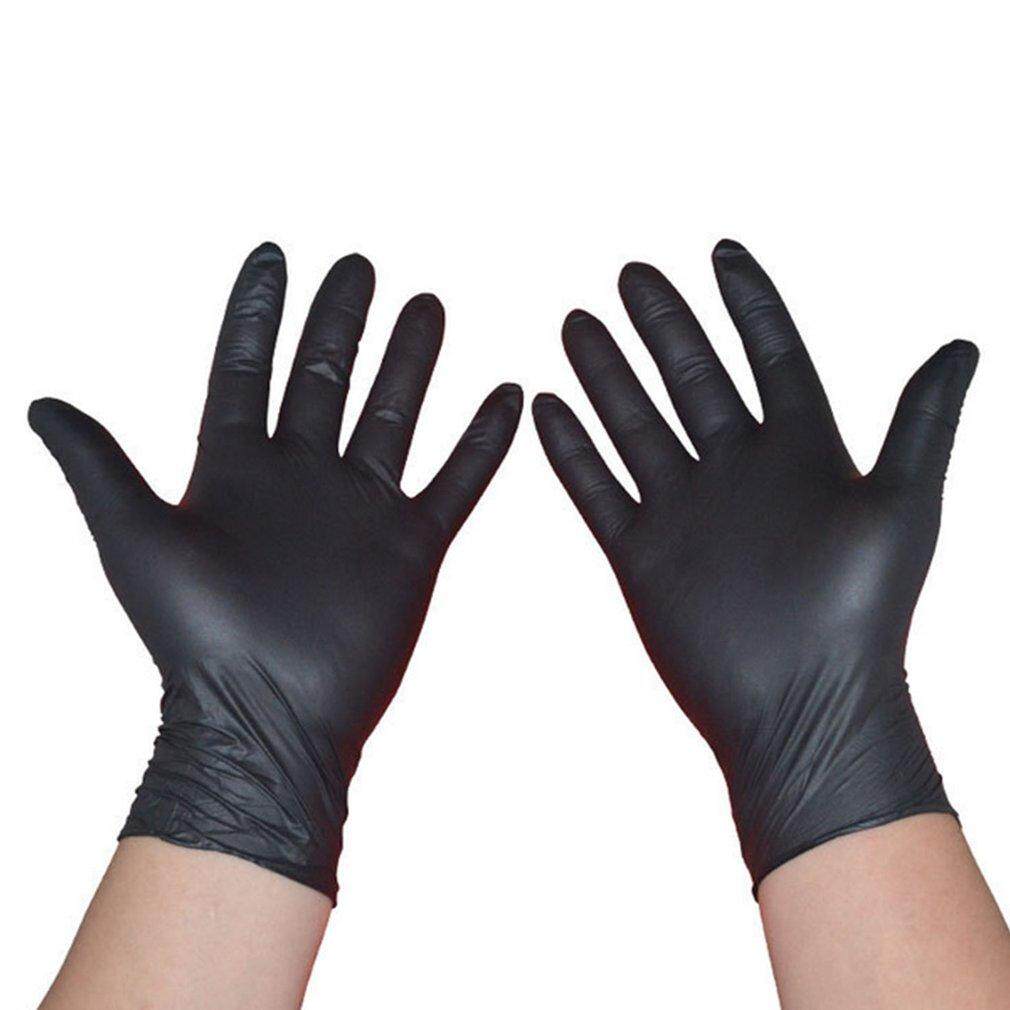 Getek 100 Pcs/set Cleaning Sekali Pakai Sarung Tangan Mekanik Hitam Nitril Anti Sarung Tangan Statis (Ukuran: M)