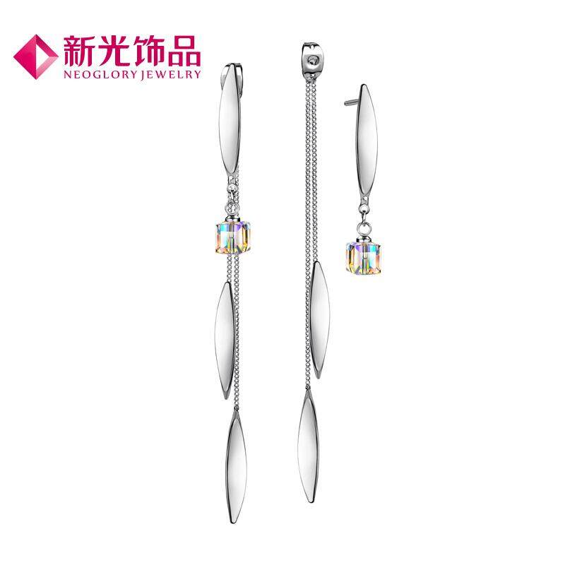 Shin Kong Perhiasan Korea Bulan Baru Lahir Modis Sugar Sugar Anting-Anting Panjang Perlindungan Lingkungan Zirkon Anting-Anting Wanita Perak-Internasional