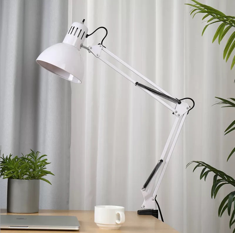 American dormitory light Bedside light Reading light Super bright wrought iron work long arm telescopic led eye protection light clamp light Cross-border table lamp