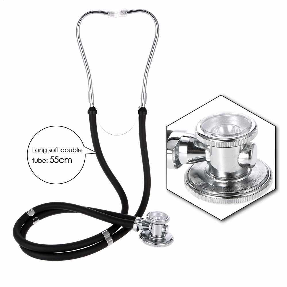 Professional Stethoscope Medical Double Dual Head Colorful Multifunctional Stethoscope Health Care Black (Black)