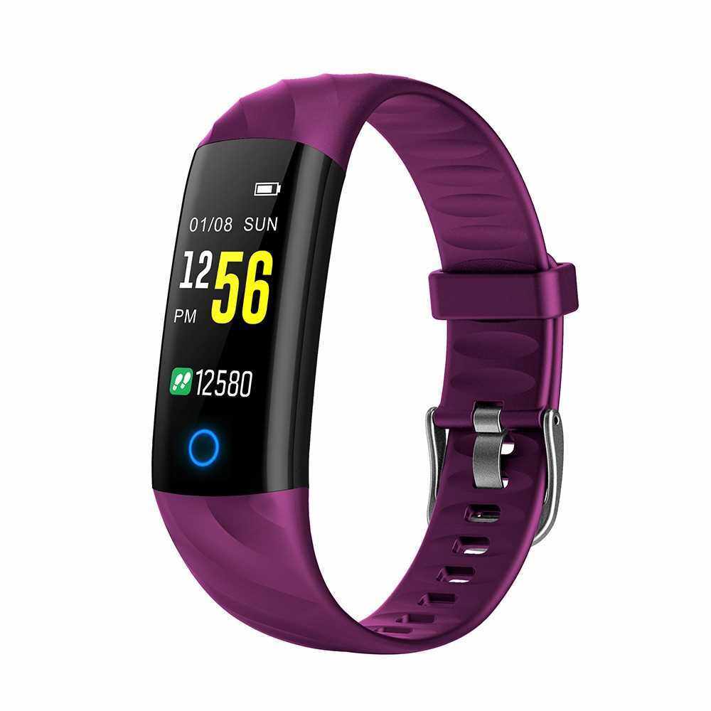 Smart Bracelet IP67 Waterproof Swim Fitness Tracker Health Monitor Heart Rate Blood Pressure Blood Oxygen Step Calorie Counter Wristband (Purple)