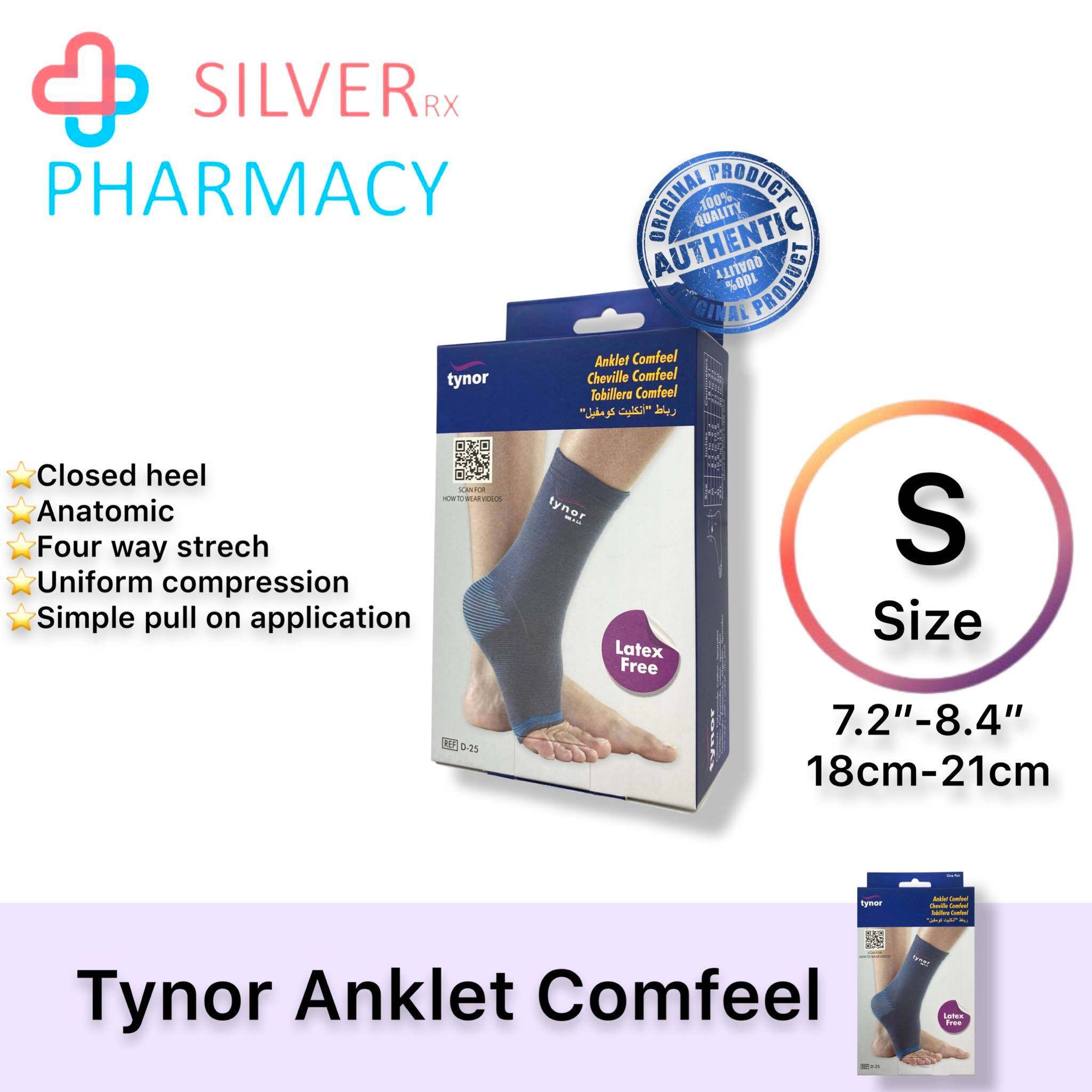[Medical Grade] Tynor Latex Free Anklet Comfeel 1 Pair/Box [S/M/L]