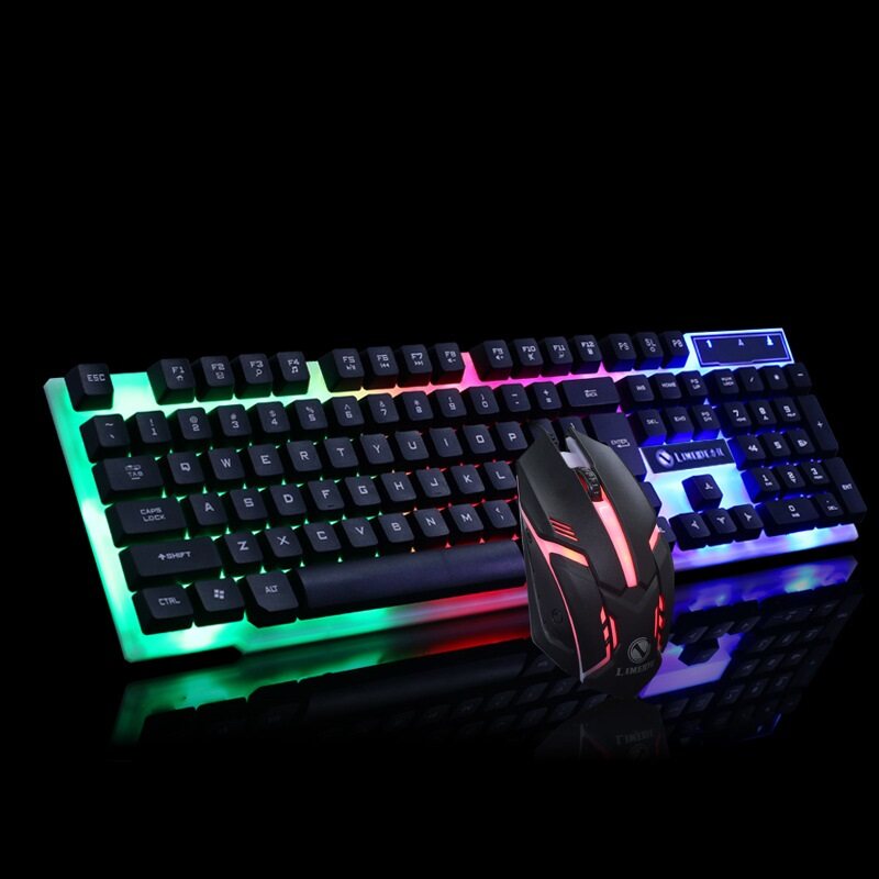 GTX300 Rainbow Color LED Backlit Mechanical Feeling Gaming Keyboard & Gaming Mouse Set Limeide GTX-300 RGB Rainbow Light