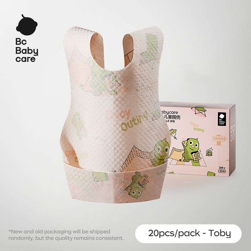 Bc Babycare Disposable Baby Bibs with Meal Pocket Three-Dimensional Waterproof Food Saliva Towel with Food Catcher Pocket 20Pcs*1Pack