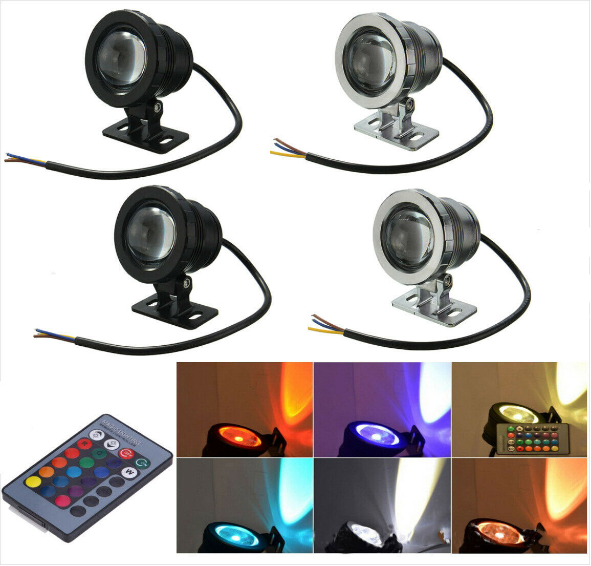 ERANPO Waterproof RGB LED Flood Light Underwater Fountain Pool Pond Aquarium Spotlight Bulb Lamp Outdoor Garden 12V 220V 10W 15W 1