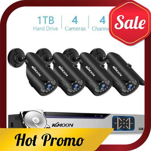 Security Camera System 4CH 1080P DVR+4pcs 1080P Full HD IP66 waterproof Security Cameras with Motion Detection Night Vision Remote Access 1TB HDD Included (Black)