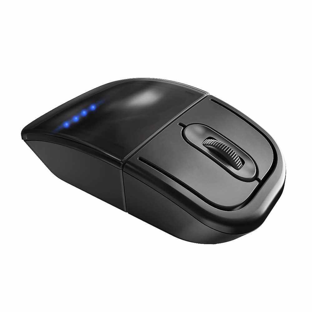 Multifunctional Wireless Mouse 2.4G BT Dual-mode Mouse Portable Rechargeable Optical Mouse with TWS BT Headphones Black (Black)