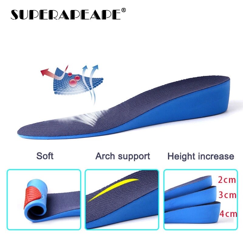 [vivian] Invisible Height Increase Insert Sports Shoes Insoles for Women Arch Support Lift Taller Pads Soles for Shoe Elevator men shoes