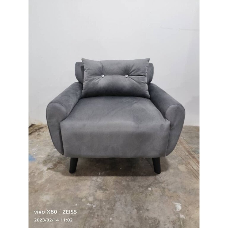 (READY STOCK in MALAYSIA) ROAM CANDY Single Sofa 1 Seater Waterproof Fabric Velvet Diamond Kerusi Ruang Tamu 1 Orang Relax Chair 一人沙发防水布 Pink Beige Light Grey Color Black Color