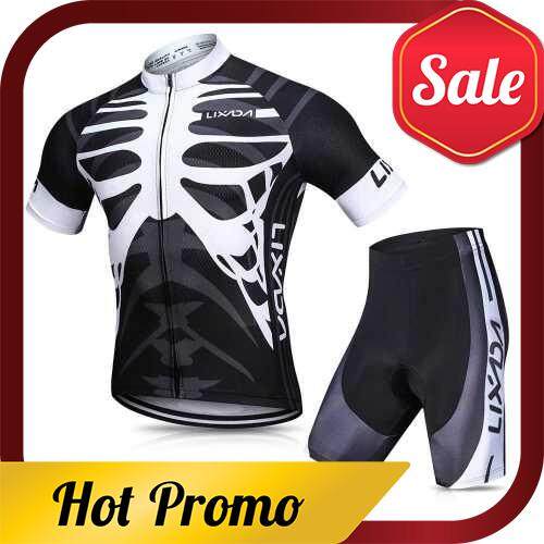 Lixada Men\'s Cycling Jersey Set Breathable Quick-Dry Short Sleeve Biking Shirt with Gel Padded Shorts MTB Bike Cycling Clothing Set (Xxl)
