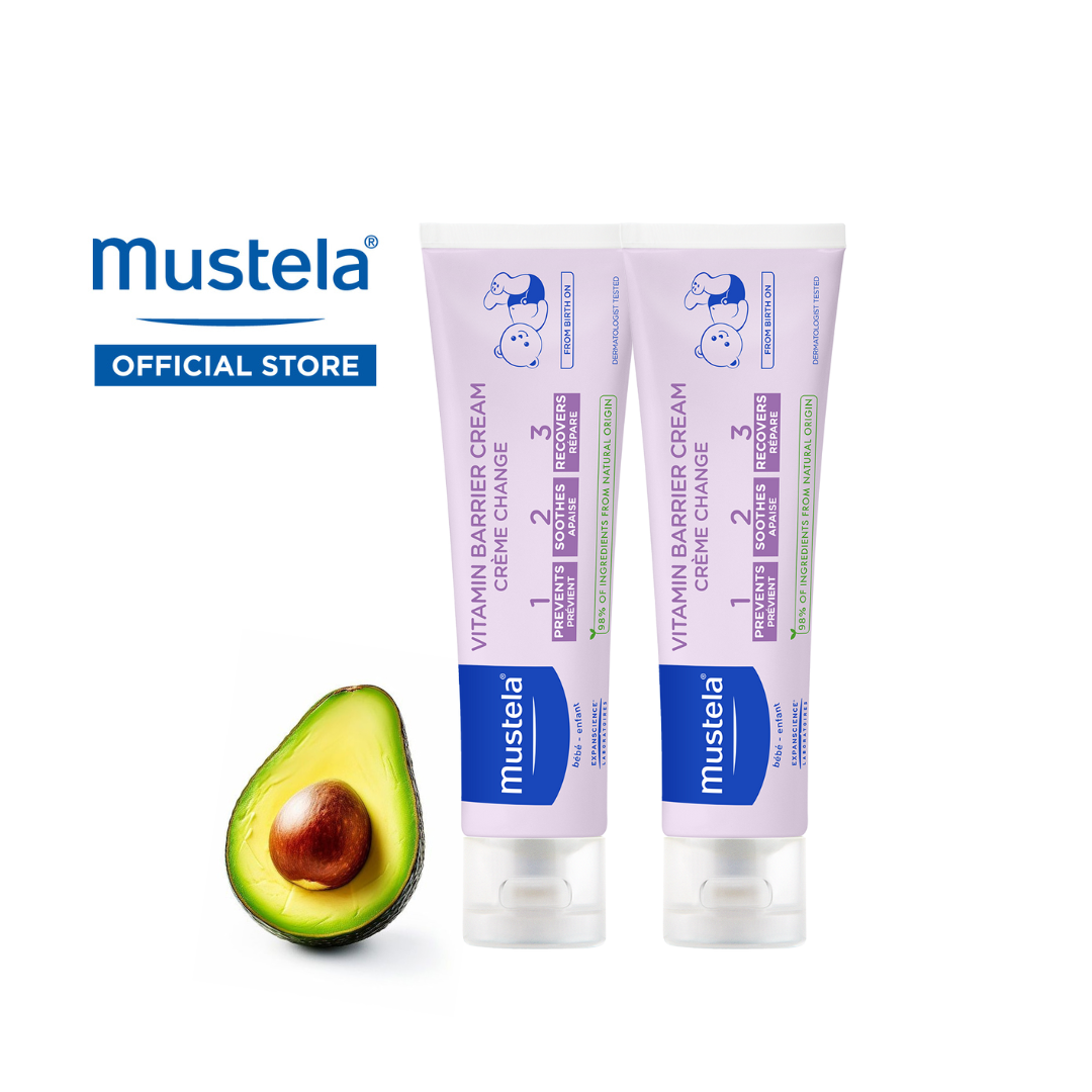 MUSTELA Vitamin Barrier Cream for All Skin Types (100ML / 3.88fl.oz) [Bundle of 2]