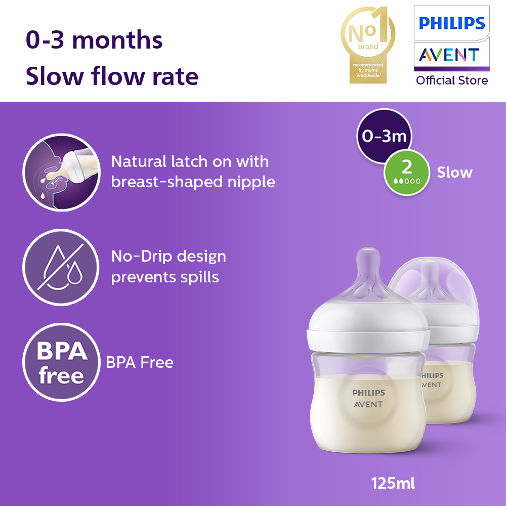 [New] Philips Avent Natural Response Baby Bottle 0m+ (4oz/125ml x 2 bottles) SCY900/02