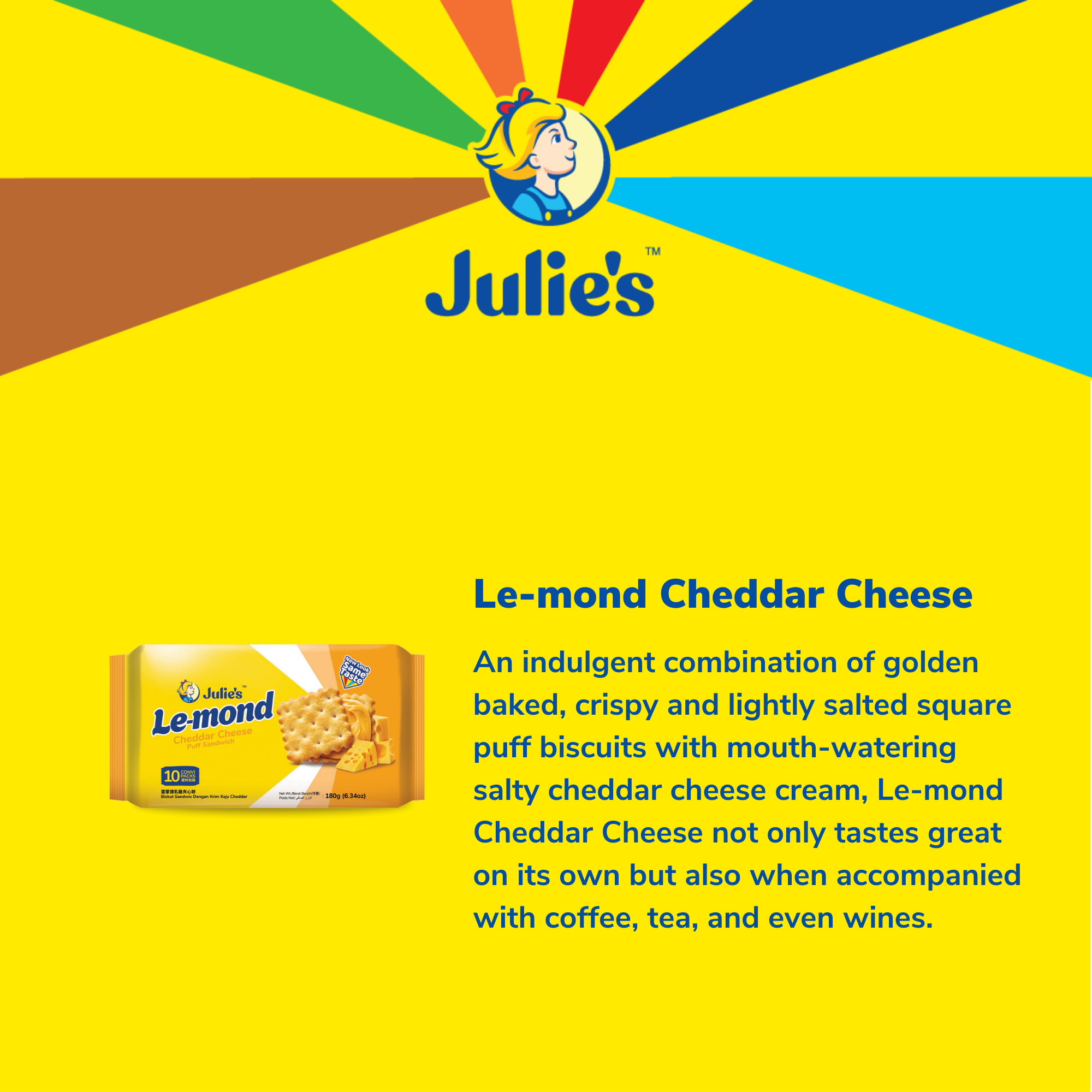 Julie's Le-mond Cheddar Cheese Puff Sandwich 180g x 6 packs