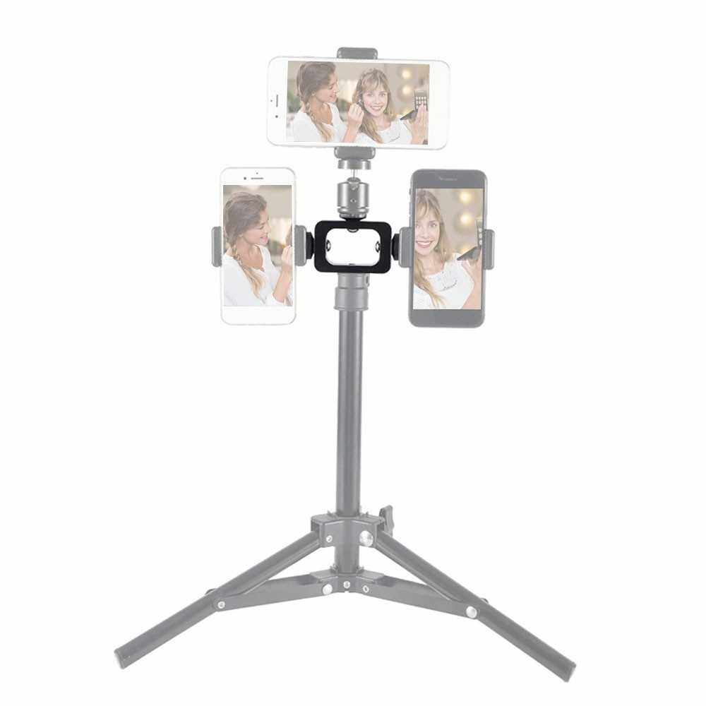 Metal 3-Phone Live Streaming Stand Extension Bracket Stand with 1/4 Inch Screw Mounts for Live Streaming Vlogging Selfie-portrait Photography (Standard)