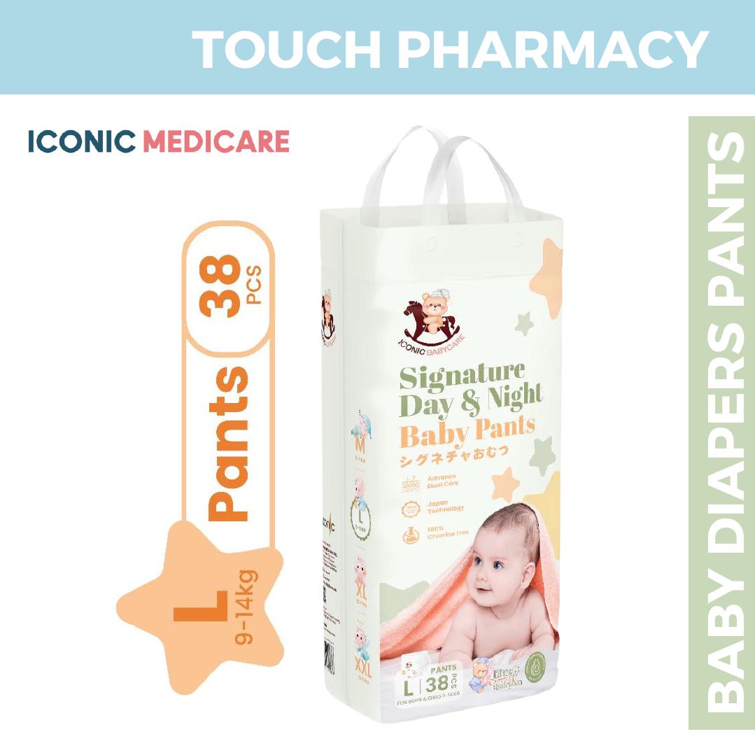 (Buy 1 Pack Free Trial 2s) ICONIC Babycare Baby Signature Day & Night Diaper/diapers Pants M-44s/L-38s/XL-32s/XXL-28s (1 PACK/ 4 PACKS (CTN)) Avocado diapers