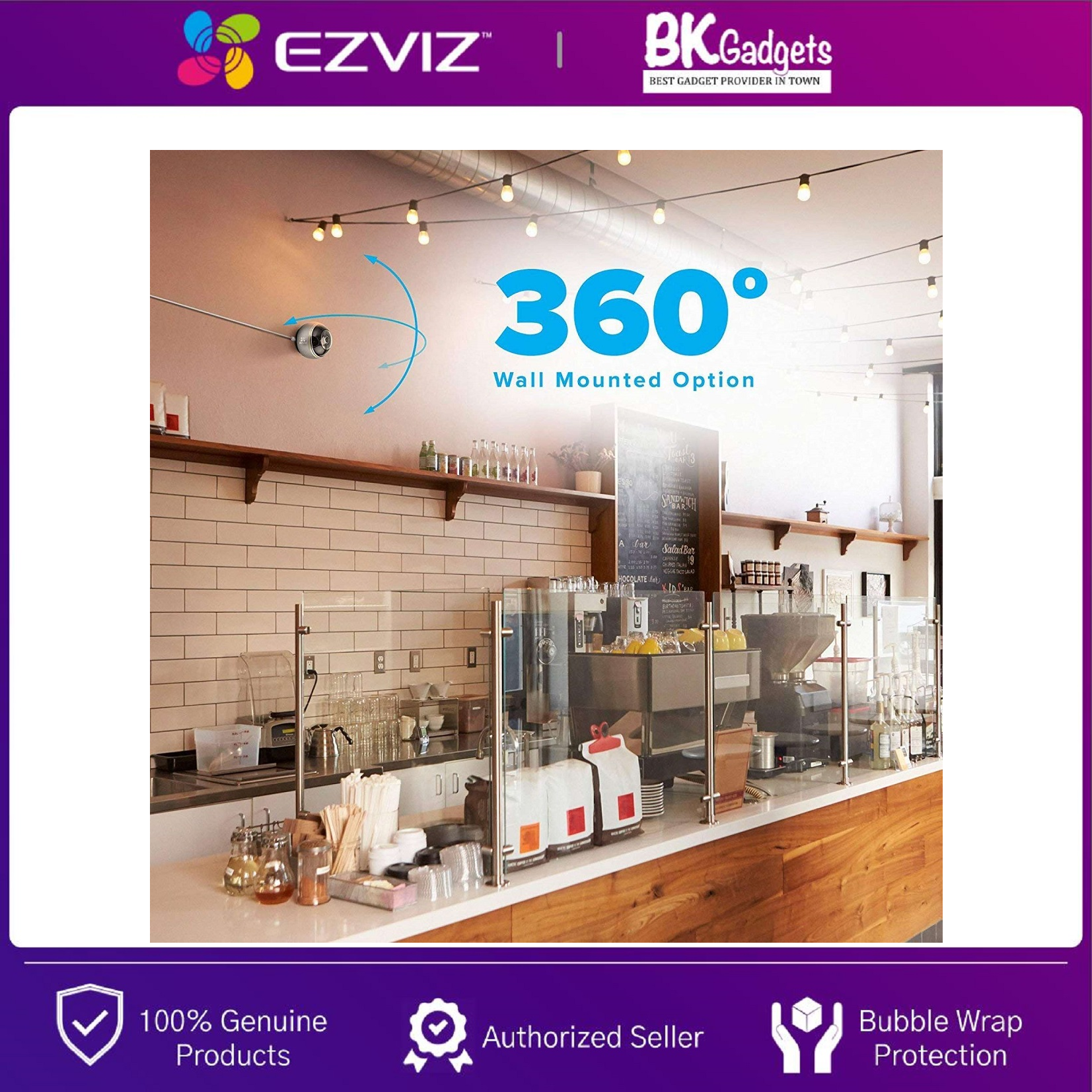 EZVIZ C6P 3MP Resolution Fisheye [ 360 Degree Panoramic ] Indoor Wireless Security IP Camera CCTV