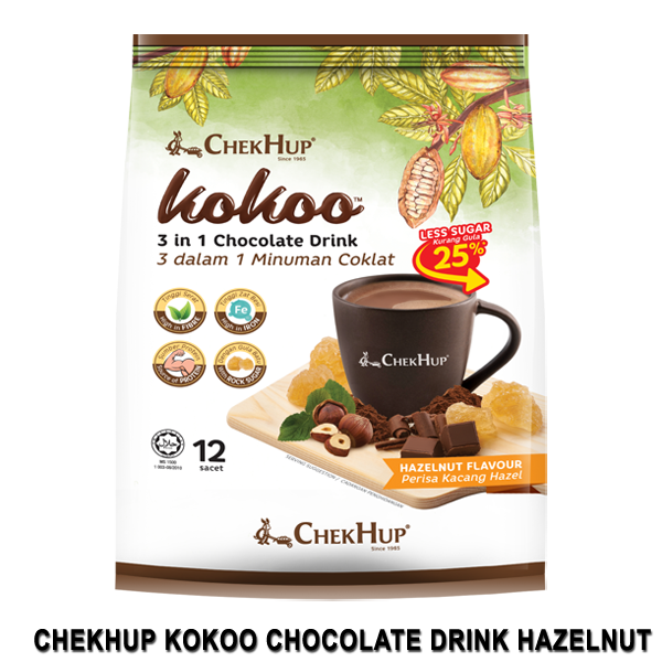 Chek Hup Kokoo Chocolate Drink with Hazelnut (40g x 12s) | 3in1 Chocolate Drink