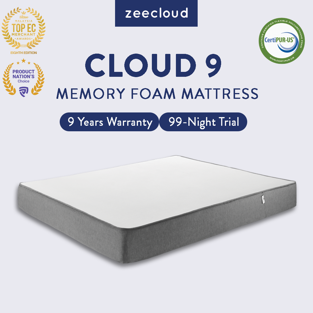 Zee Cloud: Cloud 9 Memory Foam Mattress / SINGLE / QUEEN / KING / CertiPUR-US Foam /Tilam KING/QUEEN/SINGLE