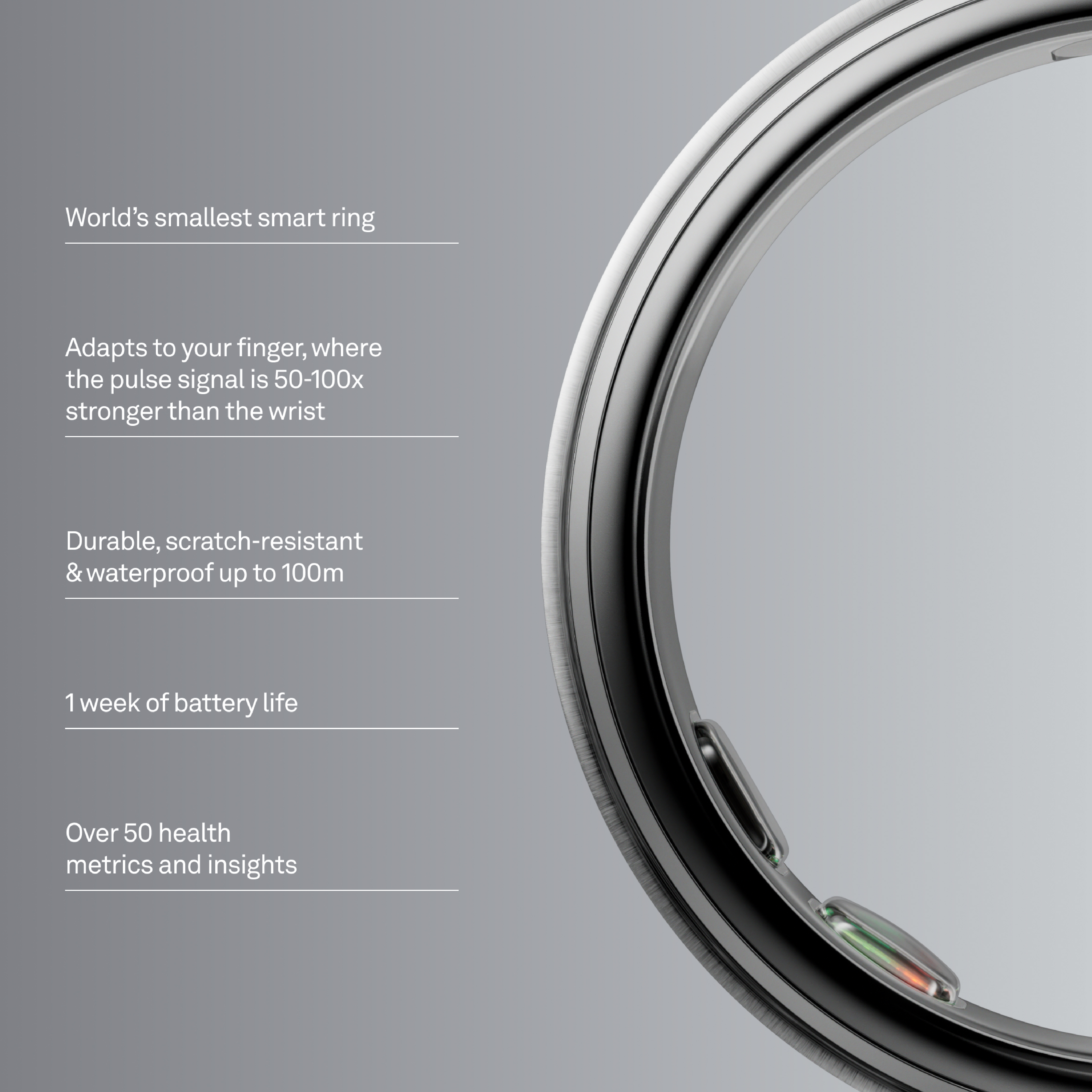 Oura Ring 5 Brushed Silver The worlds smallest smart ring-