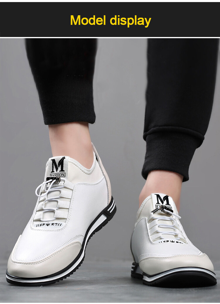 Men's Inner height increasing casual and comfortable shoes Soft Bottom Genuine Cowhide Waterproof Breathable_voghion.com