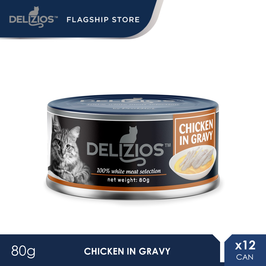 Delizios 80G CHICKEN in BROTH Wet Cat Food x 12 Cans [makanan kucing]