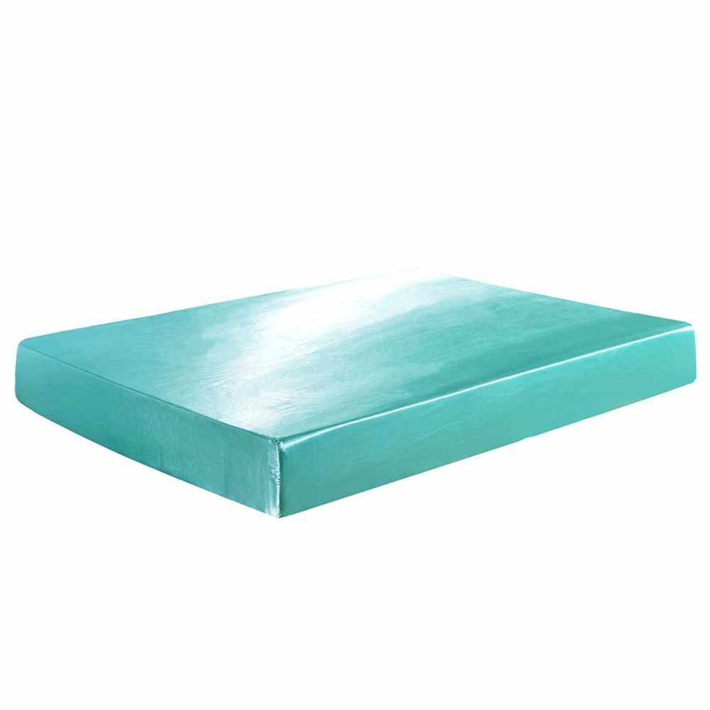 Well-made Soft Silk-like Polyester Fitted Sheet Fitted Cover Silky Smooth Bed Cover Fitted Elastic(Twin,Green) (Green)