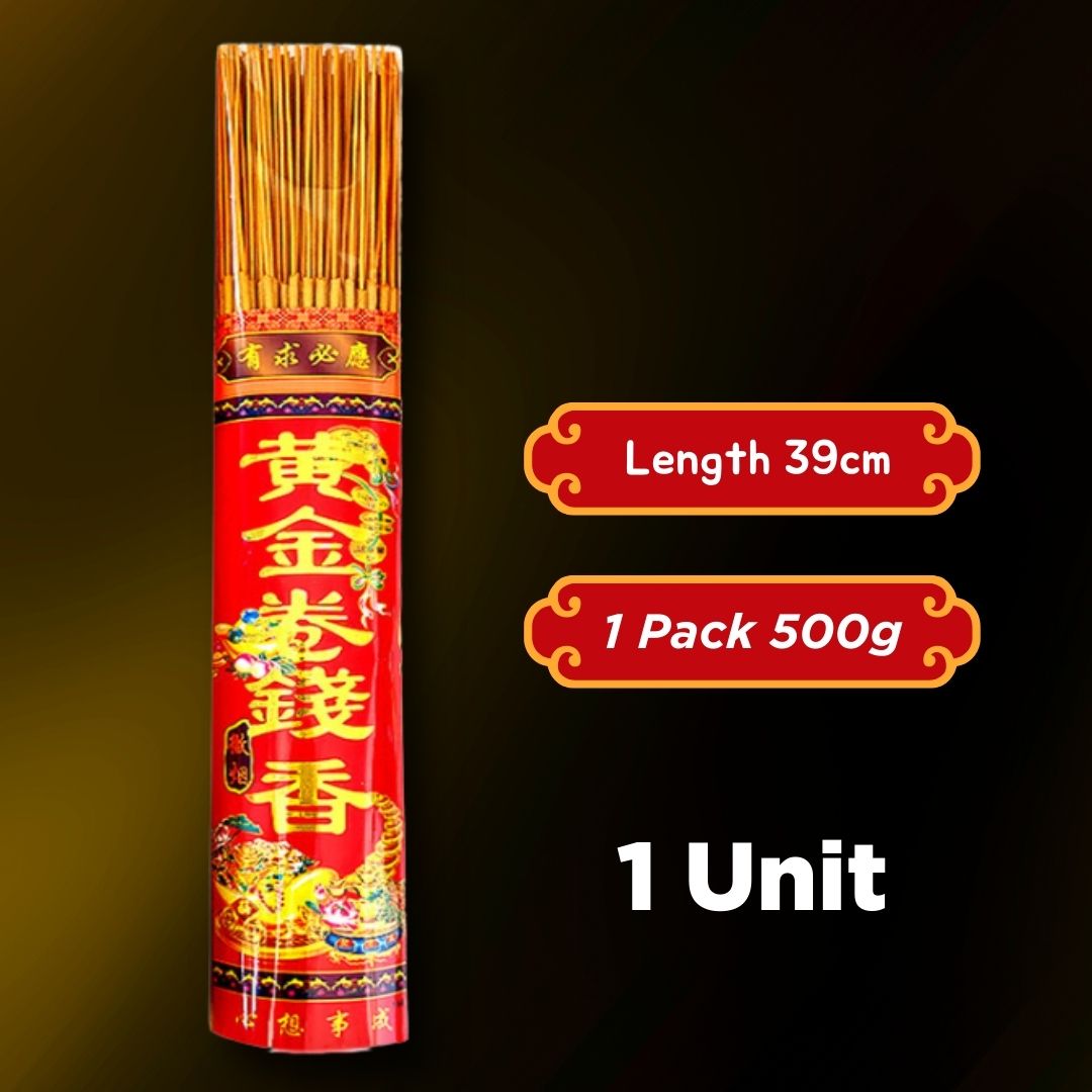 CAREHUB-【Ready Stock】黄金卷钱香 无烟款 无掉落灰 环保 无毒安全 (长:33cm/39cm 重:250g/500g) Golden Curl Joss Stick