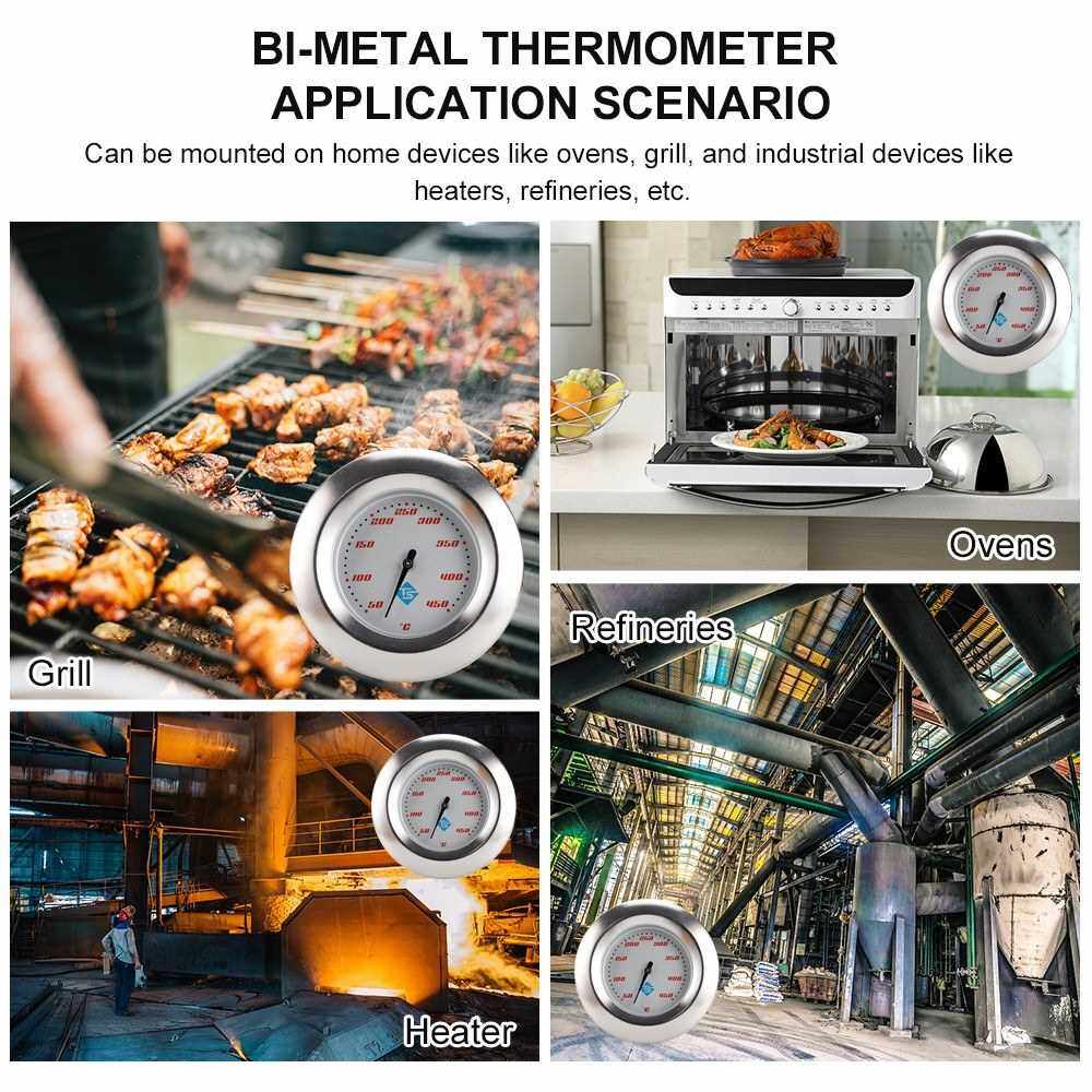 Best Selling KKmoon Stainless Steel Thermometer Bi-Metal Thermometer Dial Thermometer 50~450 for Grill Barbecue Smoker Oven (Standard)