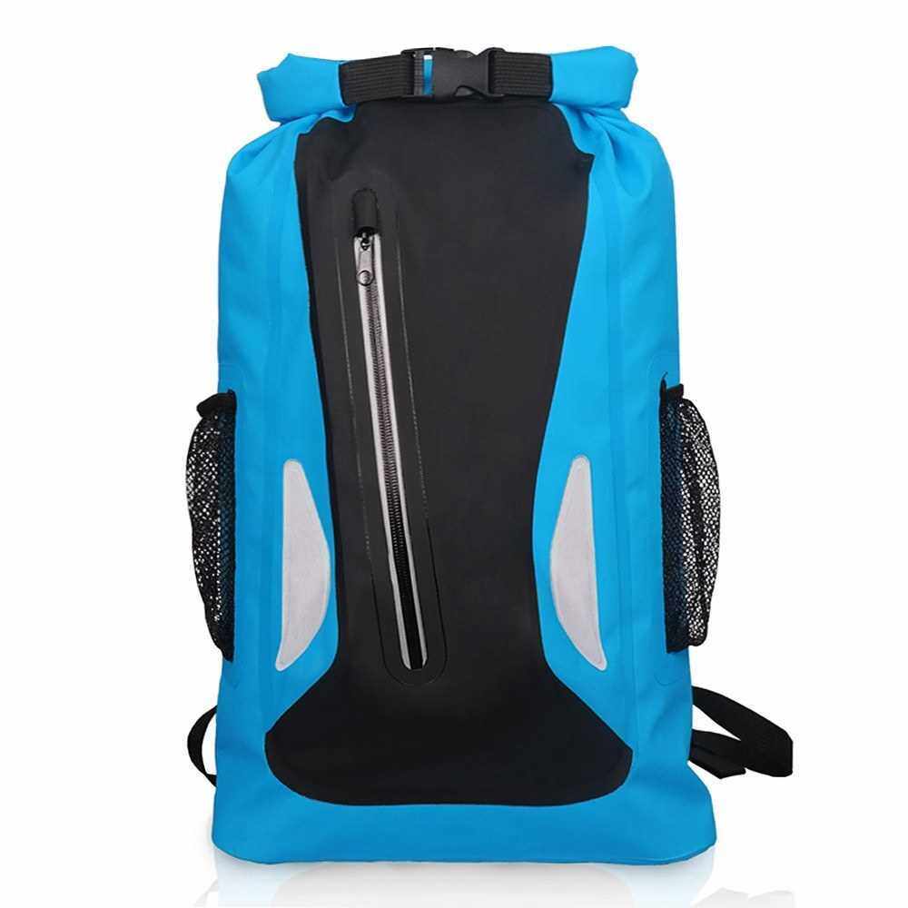 Outdoor Waterproof Dry Bag 25L Reflective Dry Sack Roll Top Dry Sack Lightweight Camping Gear Bag Mountaineering Bag Sport Backpack Women Men For Camping Hiking Cycling Sport Bag (Blue)