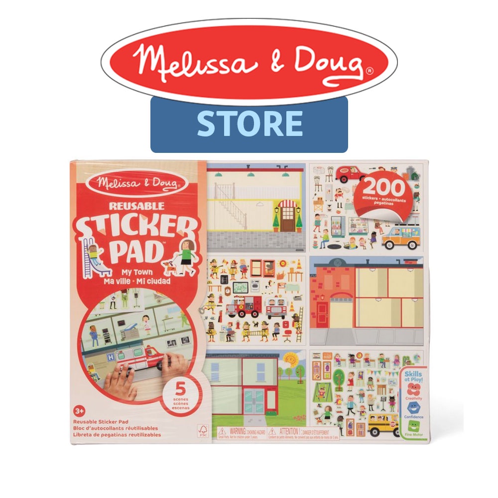 Melissa & Doug Reusable Sticker Pad- My Town- Age 3+ Activity Book Repositionable Stickers