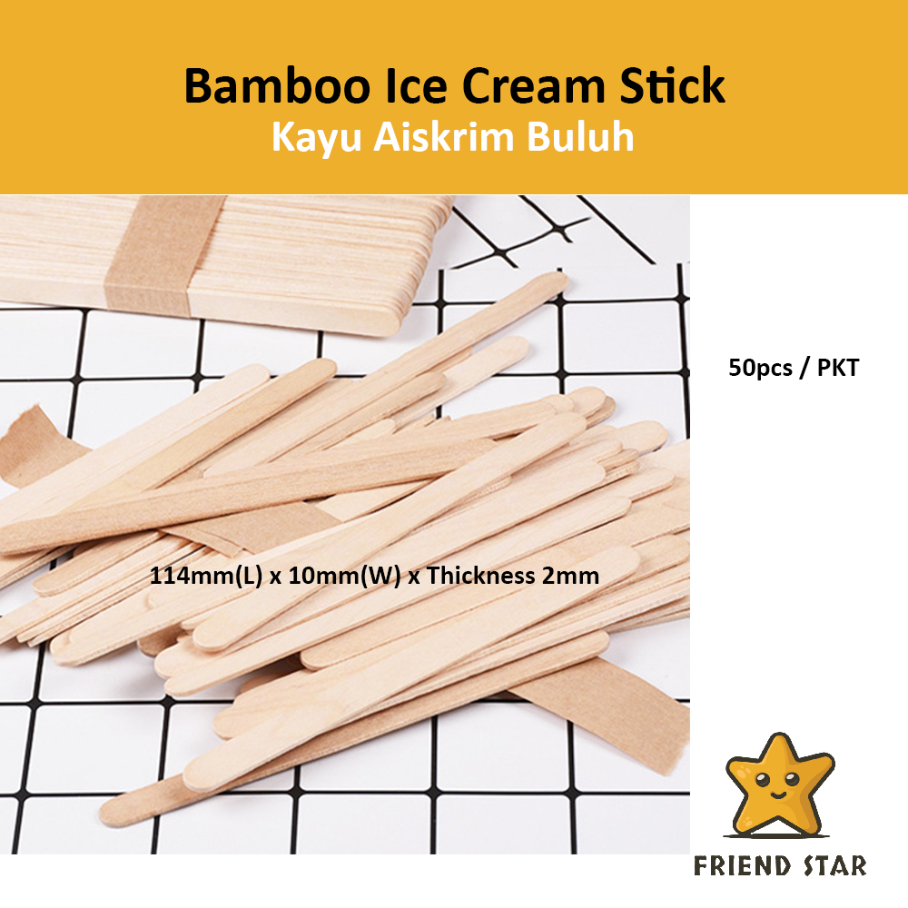 Batang Aiskrim [50pcs] Ice Cream Stick / Bamboo Ice Cream Stick 114mm