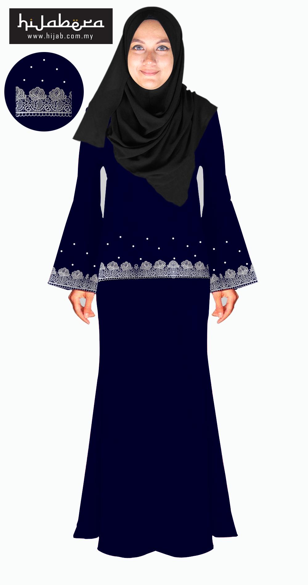 Baju Kurung Lace Style -Navy Blue- Navy 