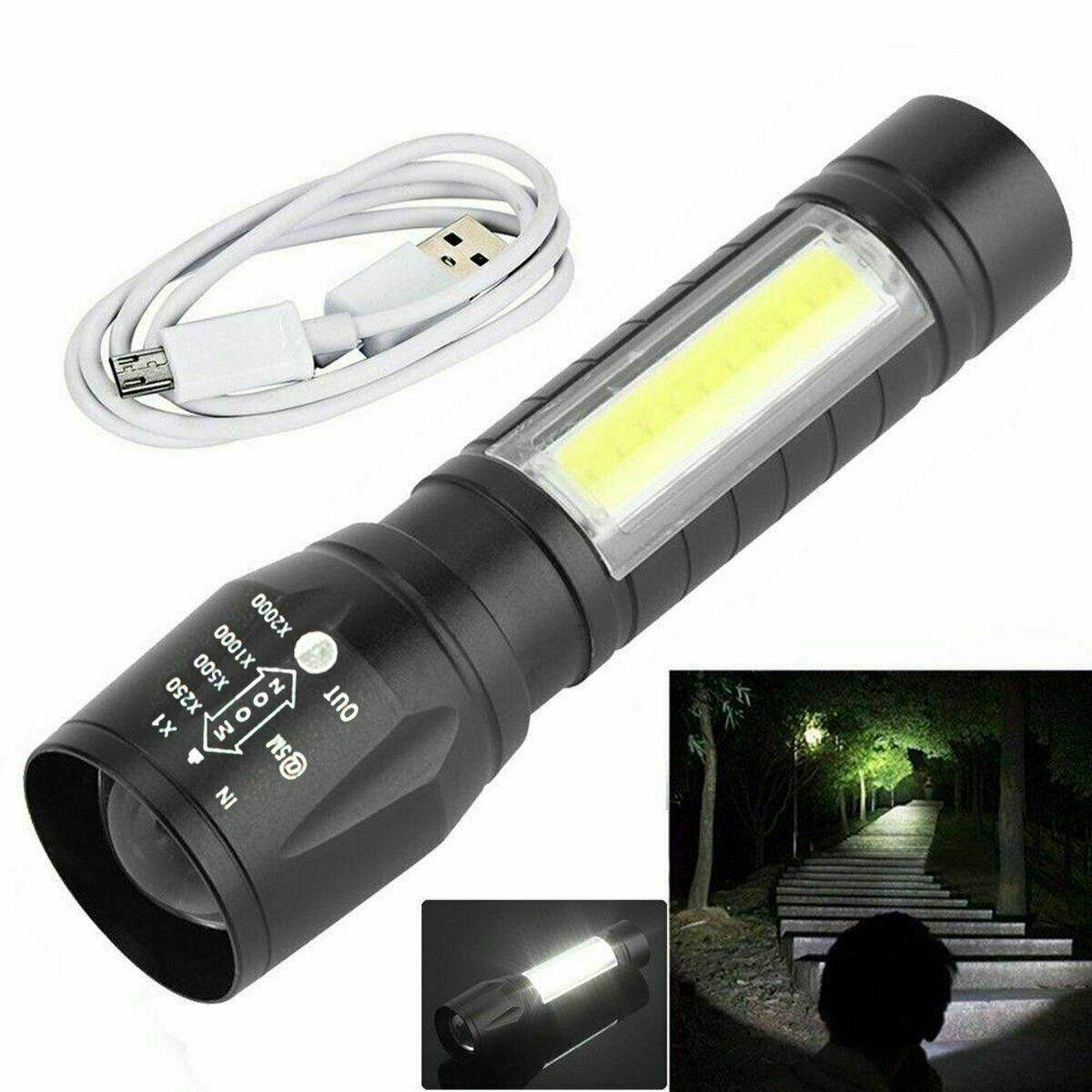 Đèn pin usb cob led t6 di động