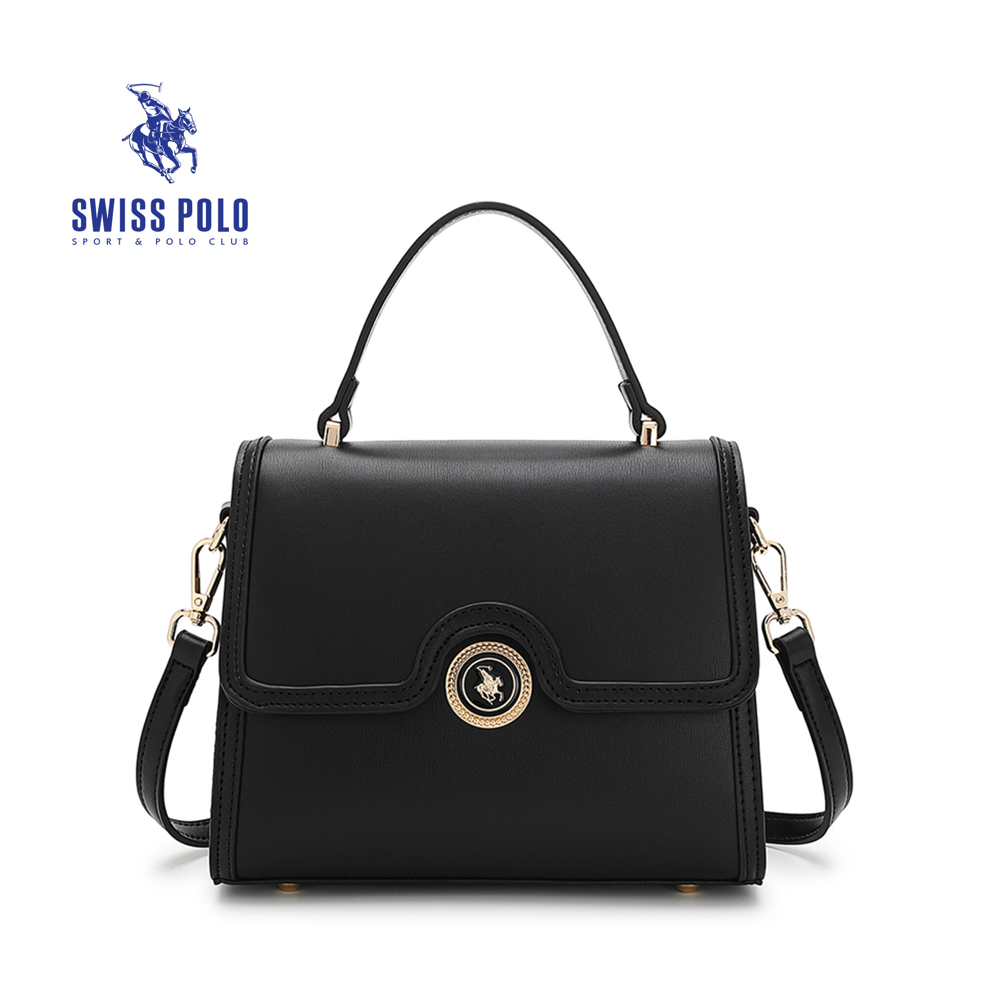 SWISS POLO Ladies Top Handle Sling Bag HGW 3075-1 BLACK