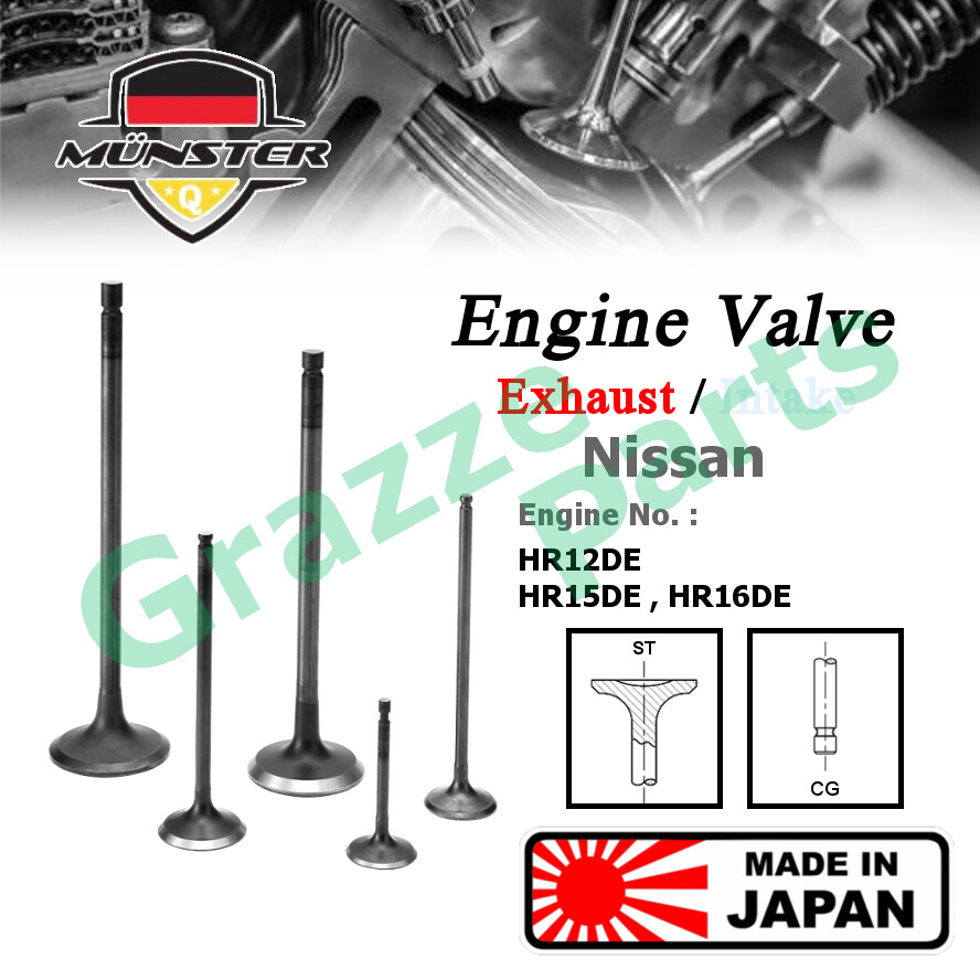 (4pc) Münster Engine Valve Exhaust (25.4mm) 13202-ED000 for Nissan Latio C11 1.6 Almera N17 N17L 1.5