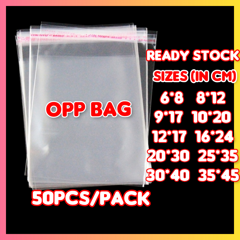 Self Adhesive OPP Plastic Bag READY STOCK [50pcs] Suitable for Packaging / Umbrella Scarf Tudung Tshirt Baju Baby Baju Kurung Jean Sweater Hoodie