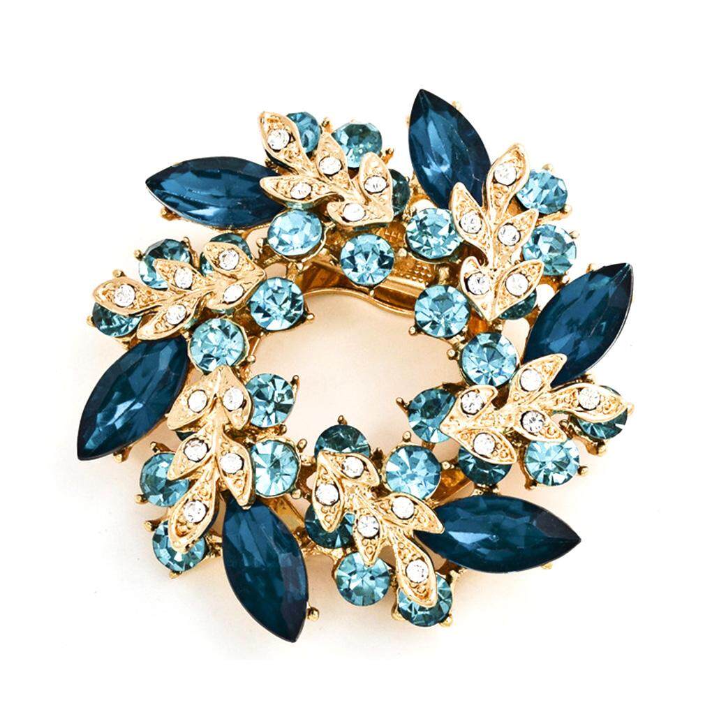 Crystals Flower Silk Scarf Brooches Women Pins Clip Buckle Rhinestone Broche Gifts
