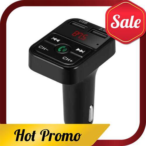 Car MP3/WAV Music Player BT 5.0 FM Transmitter Wireless Handsfree Audio Receiver Dual USB Chargers (Black)