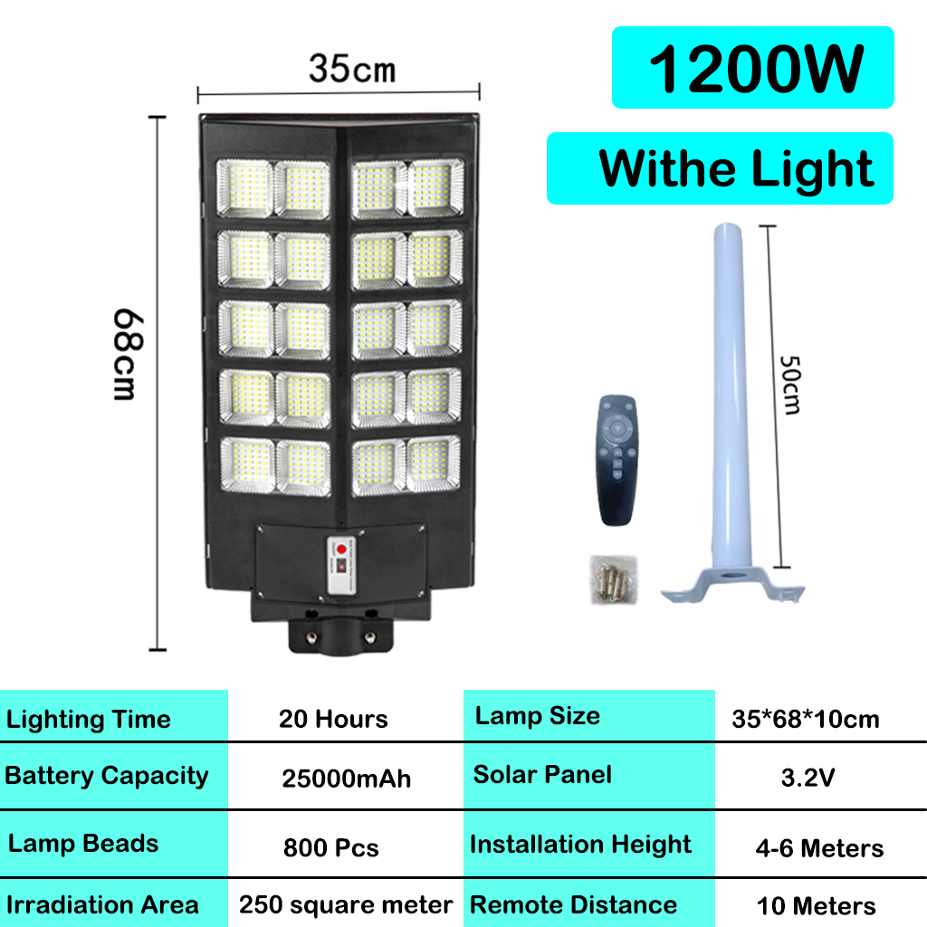 KEELAT KSL001 1200W Lampu Jalan Solar Street Sensor Lamp Solar Light Outdoor Lighting LED Remote Control Waterproof