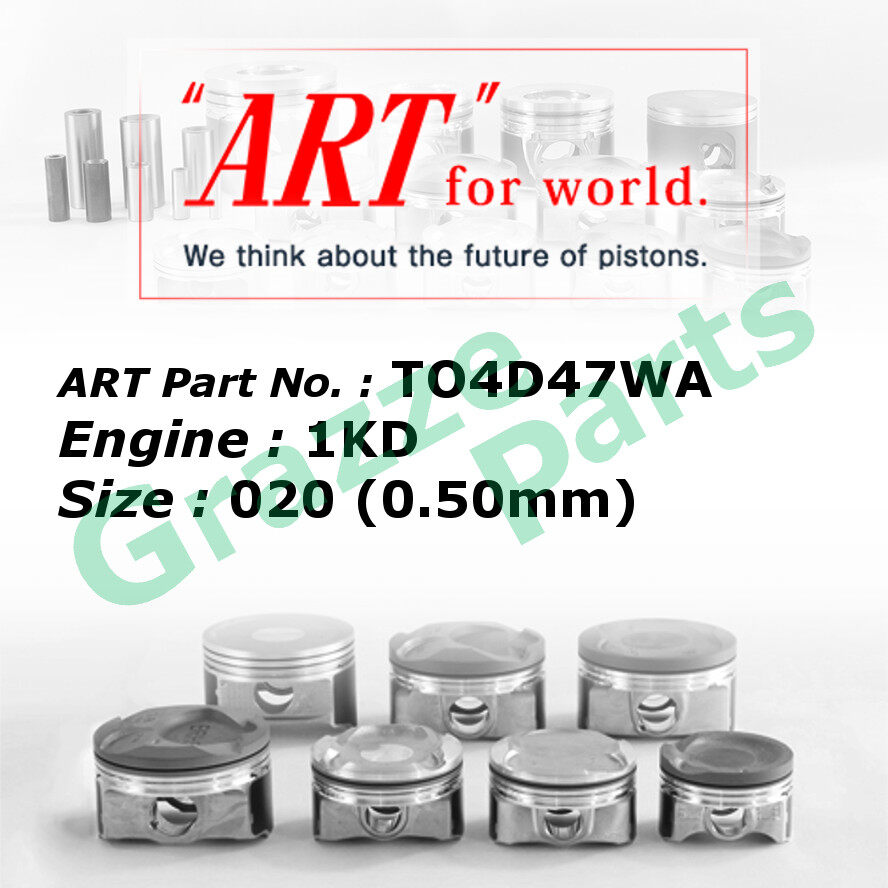 ART Piston Set TO4D477WA 020 (0.50mm) Size for Toyota Land Cruiser Prado KZJ95 LJ78 Diesel Hiace KZH