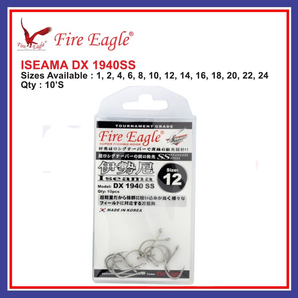 PESCA - FIRE EAGLE Iseama Hook (DX1940SS) Fire Eagle Fishing Hook Mata Kail Fire Eagle Fishing Tool Fishing Accessories