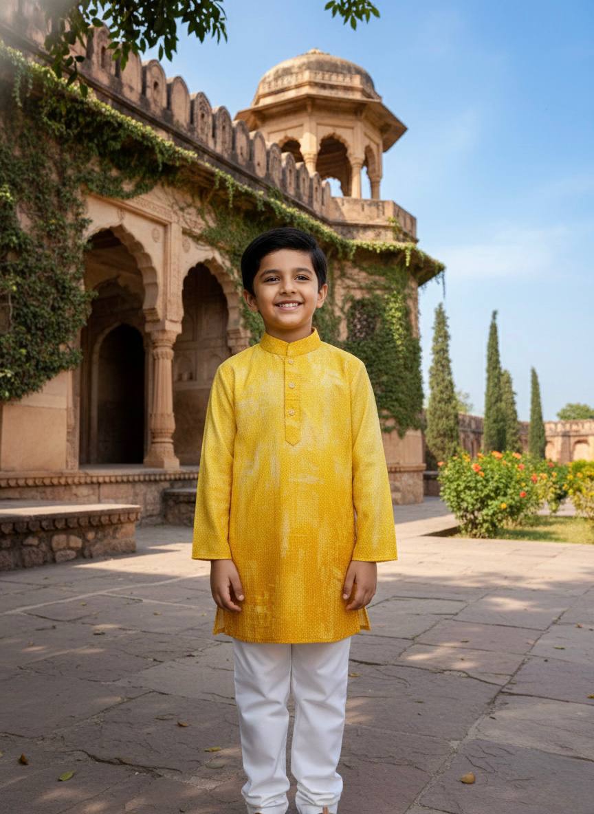 [PRE ORDER : 10 DAYS] boys trending dress style Kurta with Pyjama | (Size 2 to10) ST-086