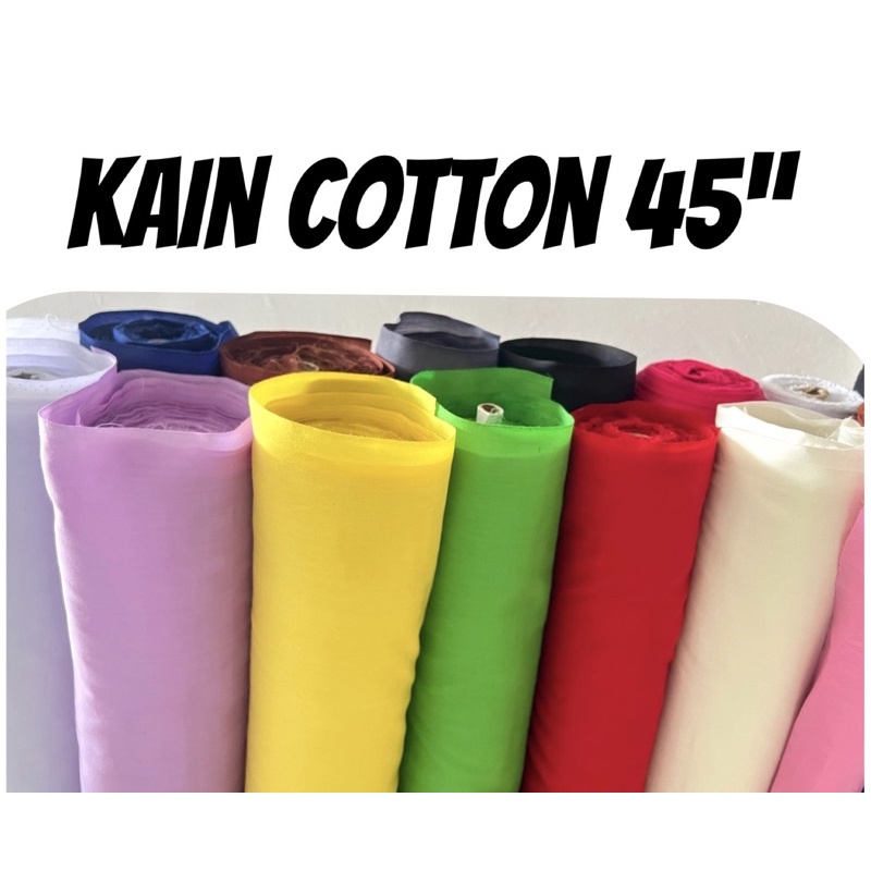 Kain Cotton TC Plain Bidang 45” / Cotton Warna Plain / Kain Cotton Murah / Kain Sukan/ Kain Merdeka / Tanjak/ Bendera Malaysia bendera palestin gaza