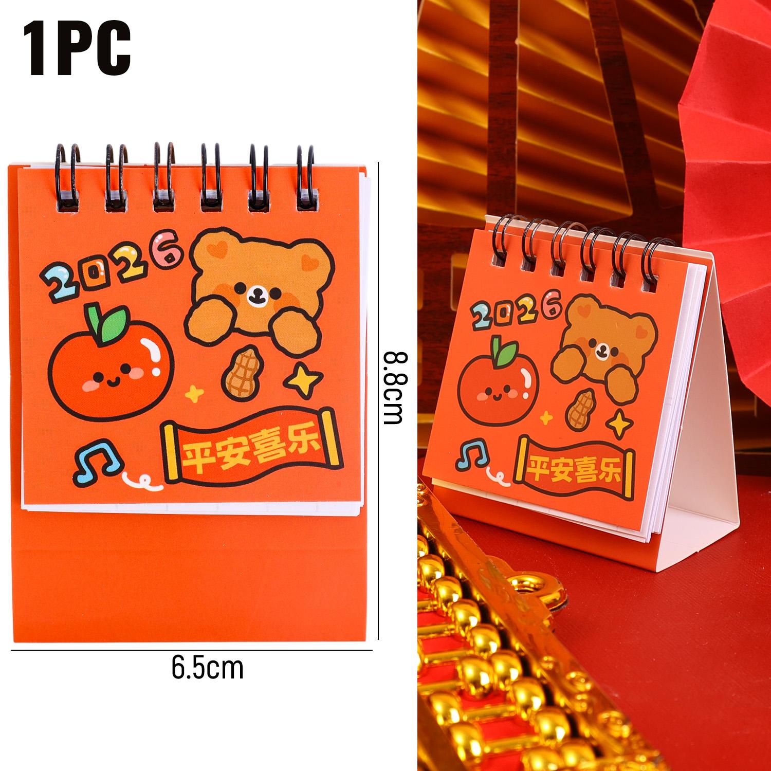 2026 Mini Calendar Cute Cartoon Desk Calendar Daily Planner Coil Calendar Office Stationery New Year Gift