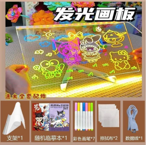 🔥Ship 24H🔥 LED Drawing Board Luminous Writing Board Message Board Drawing Board For Kid Acrylic Erasable Drawing Board Drawing