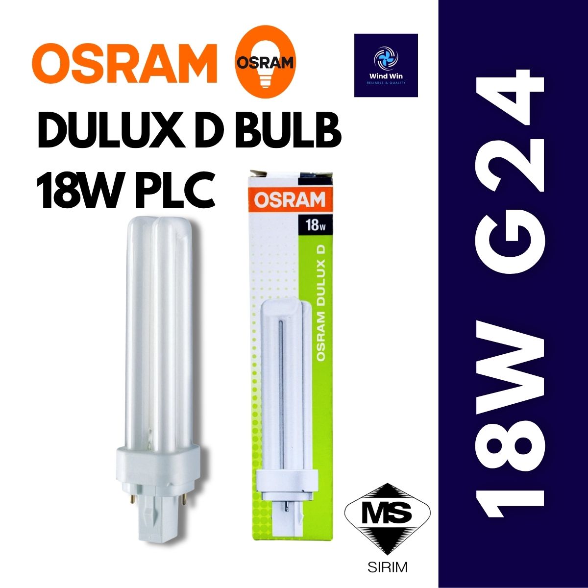 OSRAM DULUX D PLC BULB BULB 18W 2 PIN TYPE 【WARM WHITE 827/ COOL WHITE 840/ DAYLIGHT 865】