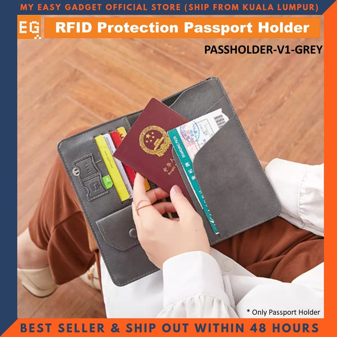 RFID Protection Passport Holder Multifunction Passport Cover Frosted PU Travel Bag Wallet Ticket Holder with Zipper