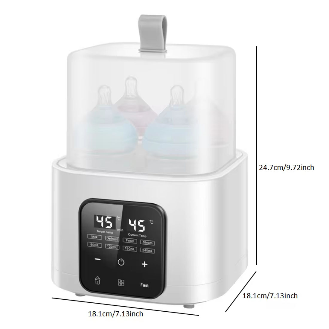 Baby Bottle Warmer 6-in-1 Multifuntion Breastmilk Baby Milk Heater Fast Baby Food Heater and Defrost Sterilize Fits 4 Bottles