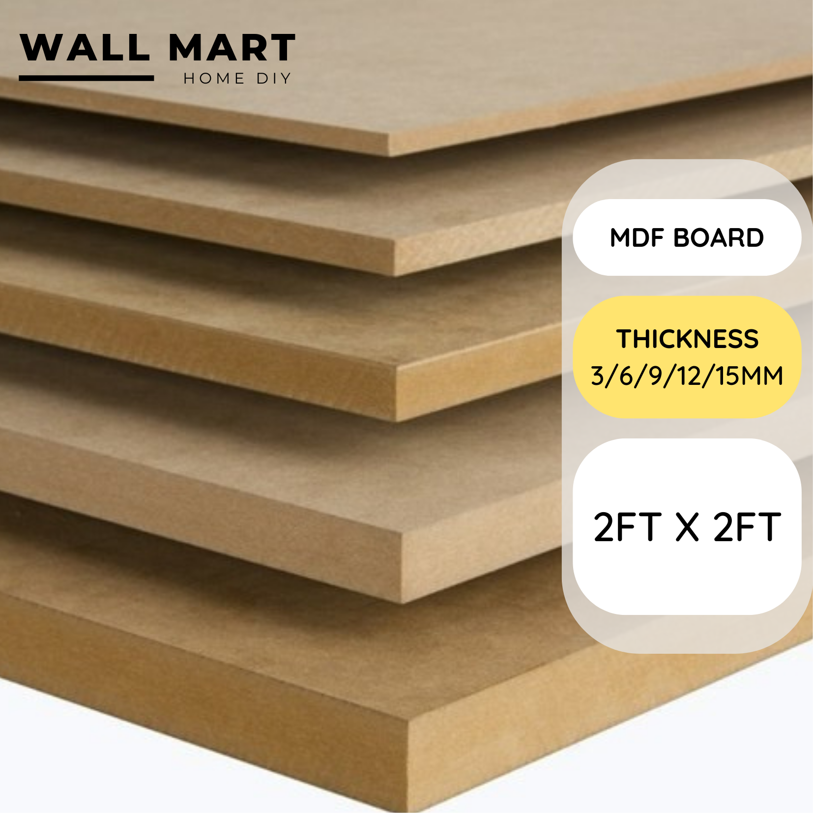 【Ready Stock】MDF board 2FT X 2FT / Thickness 3/6/9/12/15mm/ board sheet papan board / custom cut
