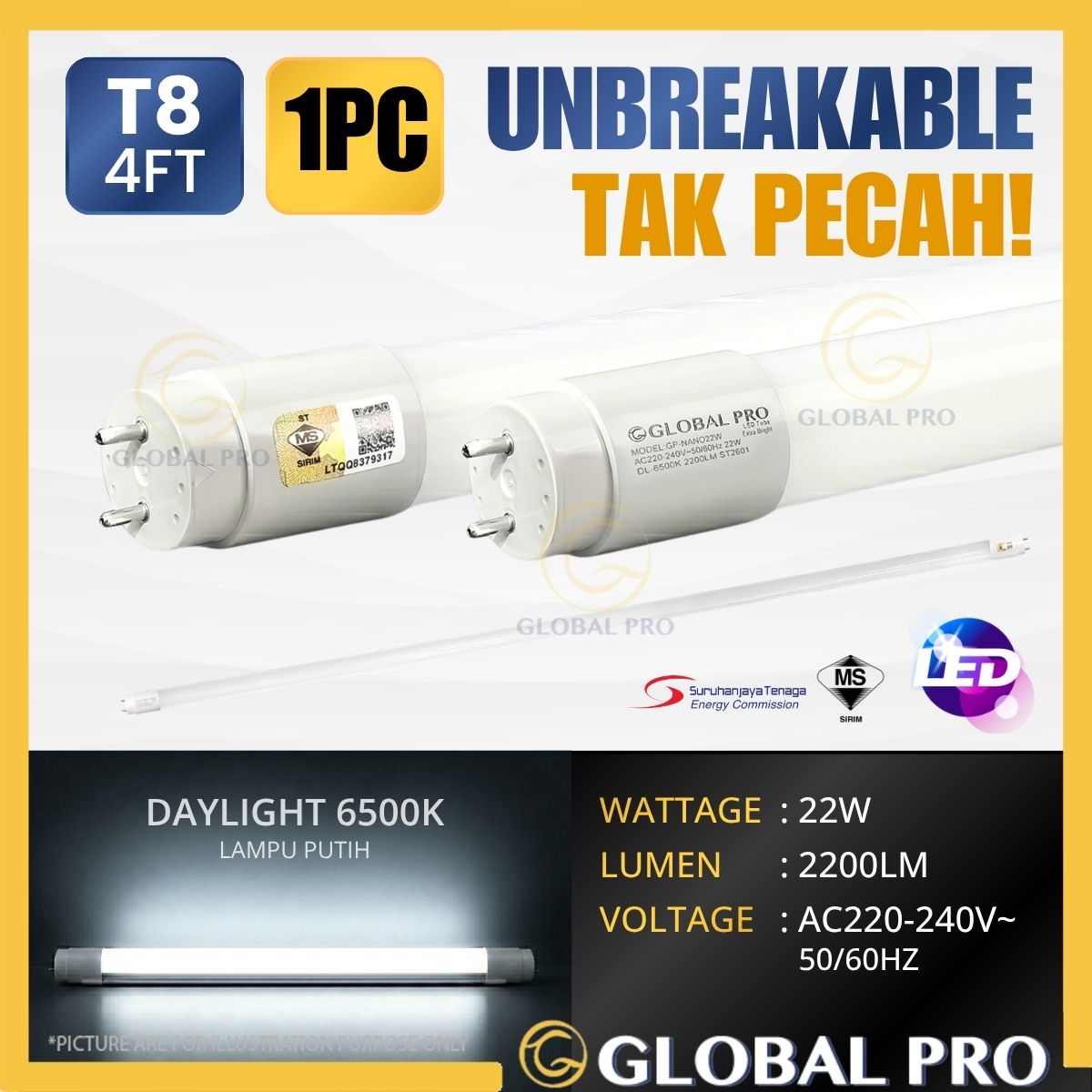 SIRIM 1PC T8 LED Tube Lampu Kalimantang Ceiling Light Wall Light LED Light Tube Lampu Siling Ruang Tamu Light